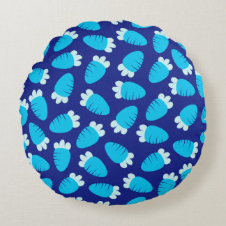 Chubby Carrots Blue Round Pillow