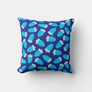 Chubby Carrots Blue Throw Pillow
