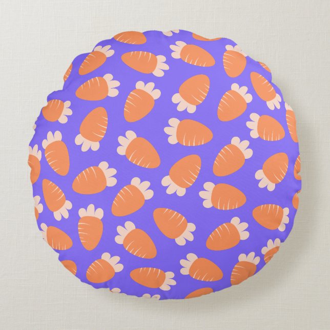 Chubby Carrots Lavender Round Pillow (Front)