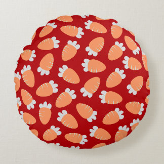 Chubby Carrots Red Round Pillow