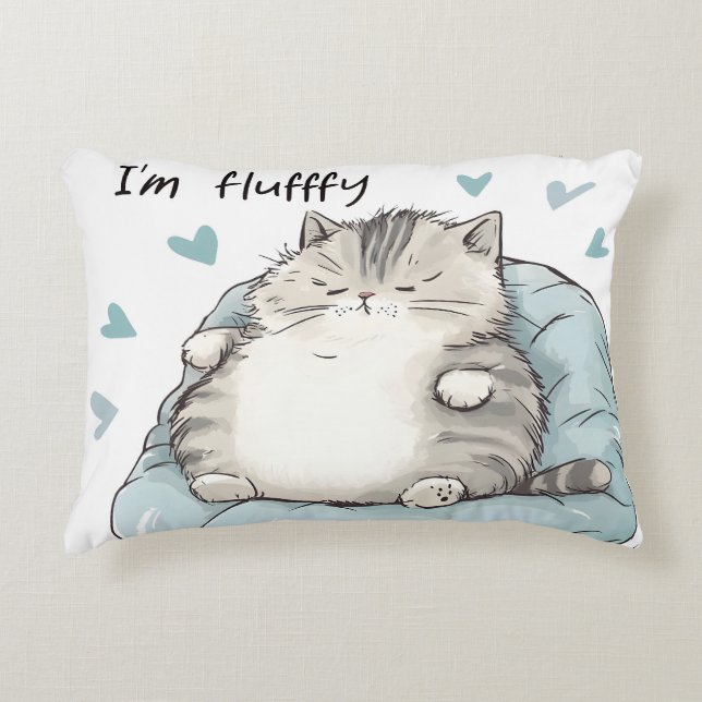 Chubby Cat Chill Vibes Accent Pillow (Front)