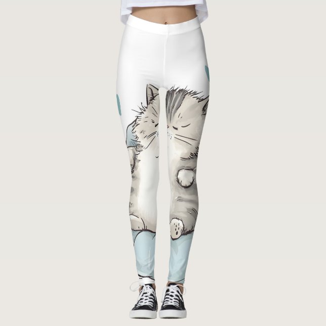 Chubby Cat Chill Vibes Leggings (Front)
