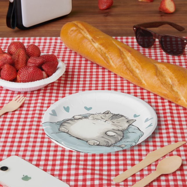 Chubby Cat Chill Vibes Paper Plate (Picnic)