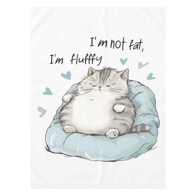 Chubby Cat Chill Vibes Tablecloth (Front)