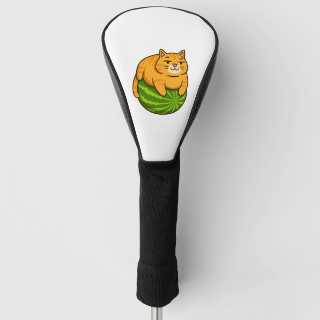 Chubby Cat on Watermelon Meme Shirt Golf Head Cover (Front)