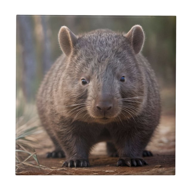"Chubby Charm: The Adorable Australian Wombat" Tile (Front)