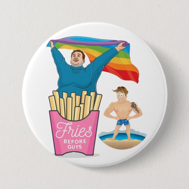 CHUBBY CHASER LGBT Gay Pride Funny Twink  3 Inch Round Button (Front)