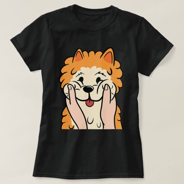 chubby cheek pomeranian dog T-Shirt (Design Front)