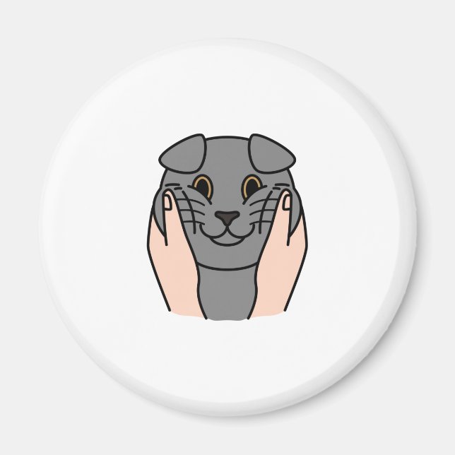 Chubby Cheeks Scottish Fold Cat Magnet (Front)