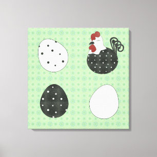 Chubby Chicken and Eggs Stretched Canvas Print