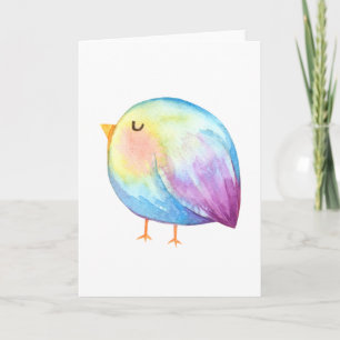 Chubby Colourful Watercolor Bird Card