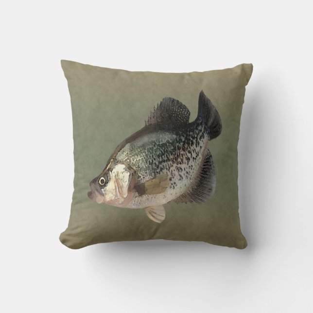 Chubby Crappie Fish Throw Pillow (Front)