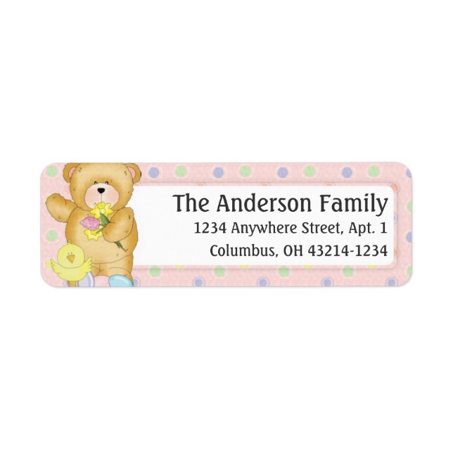Chubby Cubby Easter Teddy Bear d4 Étiquette de adr (Devant)