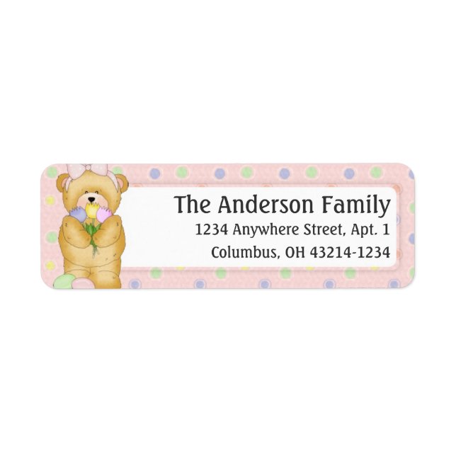 Chubby Cubby Easter Teddy Bear d5 Address Label (Front)
