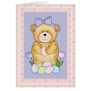 Chubby Cubby Teddy Bear d1 Easter Greeting Card