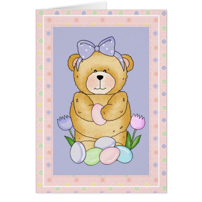 Chubby Cubby Teddy Bear d1 Easter Greeting Card (Front)