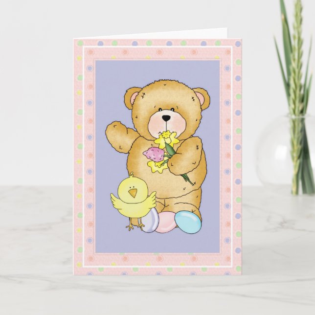 Chubby Cubby Teddy Bear d4 Easter Greeting Card (Front)
