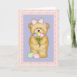 Chubby Cubby Teddy Bear d5 Easter Greeting Card
