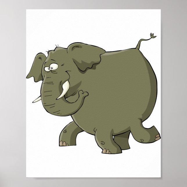 Chubby Cute Elephant Grey Jungle Animal Poster (Front)