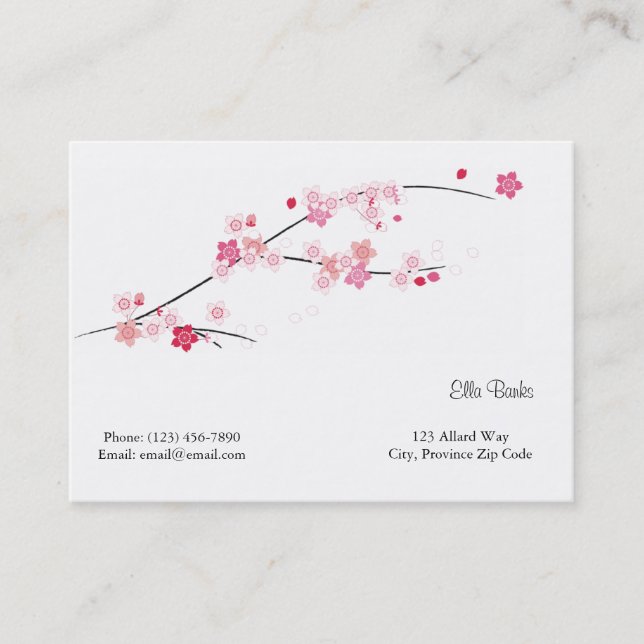 Chubby Elegant Cherry Blossoms Business Card (Front)