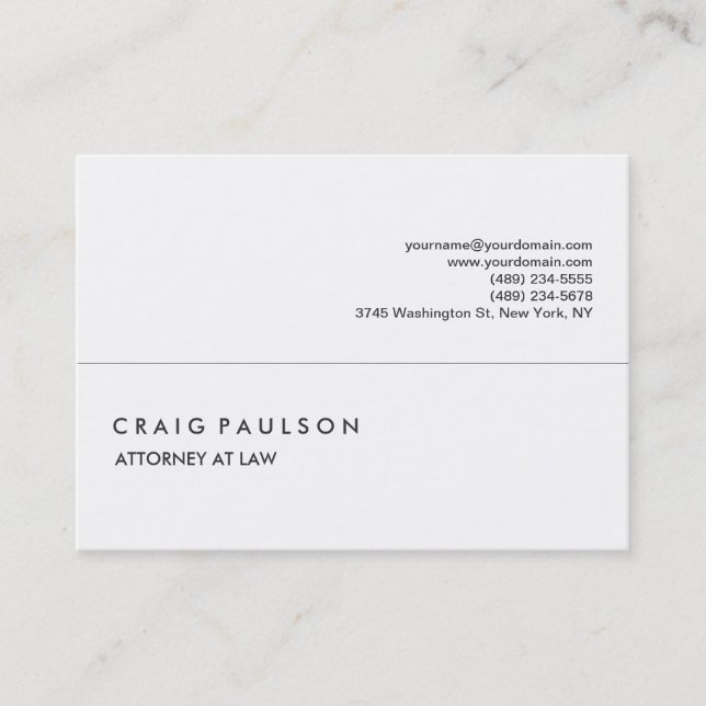 Chubby Elegant White Professional Business Card (Front)