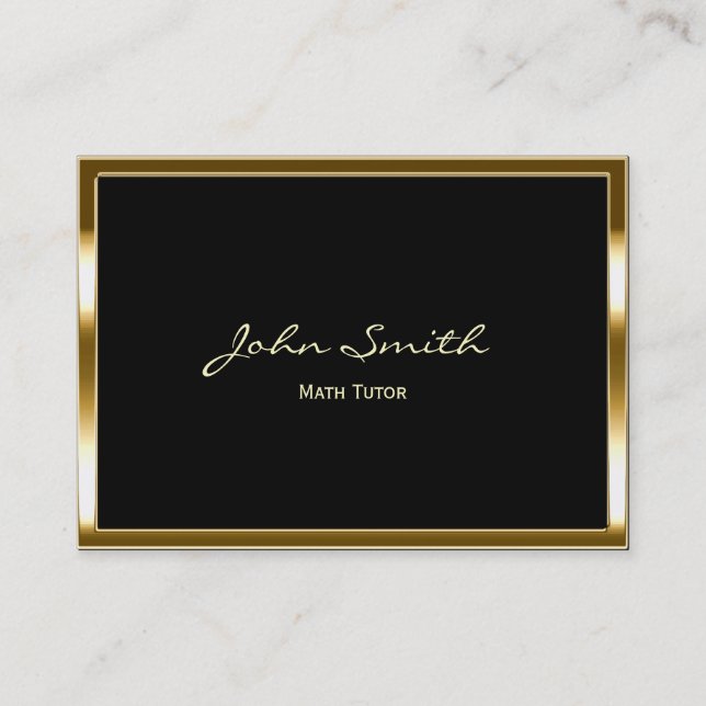 Chubby Gold Border Math Tutor Business Card (Front)