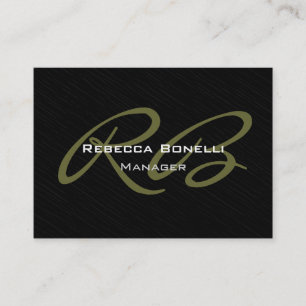 Chubby Grey Black Pattern Monogram Business Card