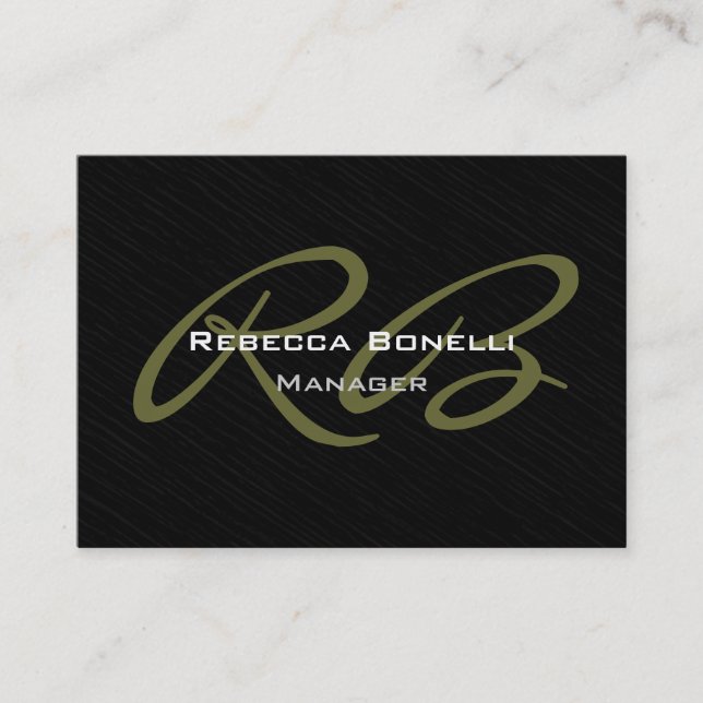 Chubby Grey Black Pattern Monogram Business Card (Front)