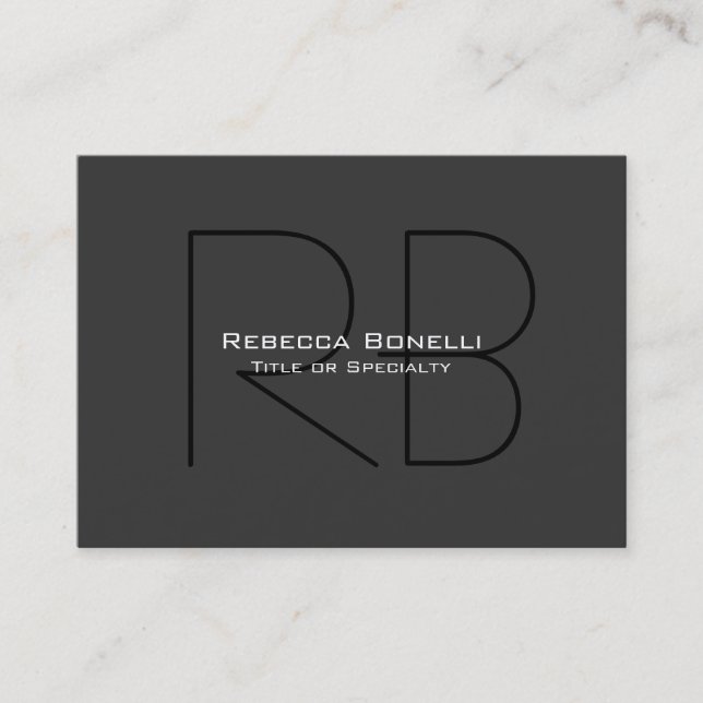 Chubby Grey Black Trendy Monogram Business Card (Front)