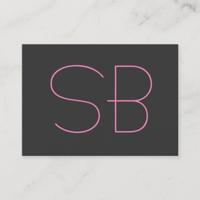 Chubby Grey Modern Monogram Business Card (Front)