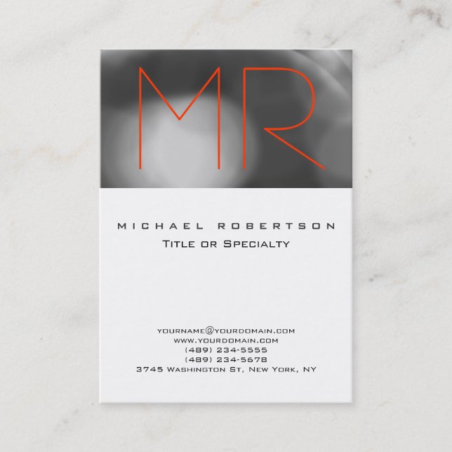 Chubby Grey Motif Orange Monogram Carte de visite (Devant)