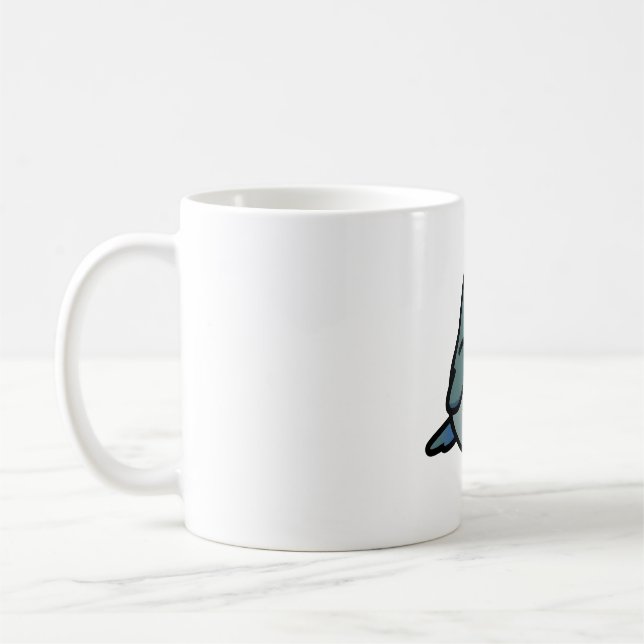 Chubby Grey Pastel Lovebird Coffee Mug (Left)