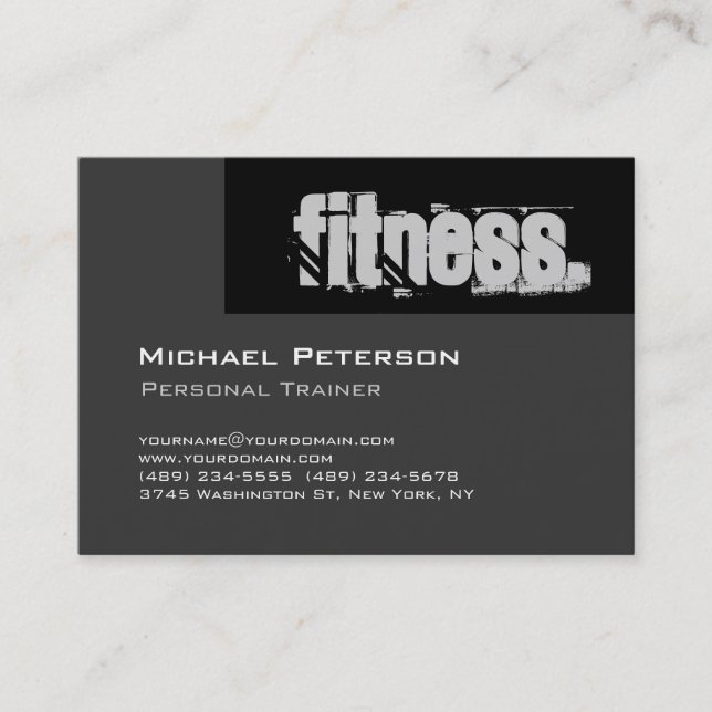 Chubby Grey Personal Trainer Fitness Carte de visi (Devant)