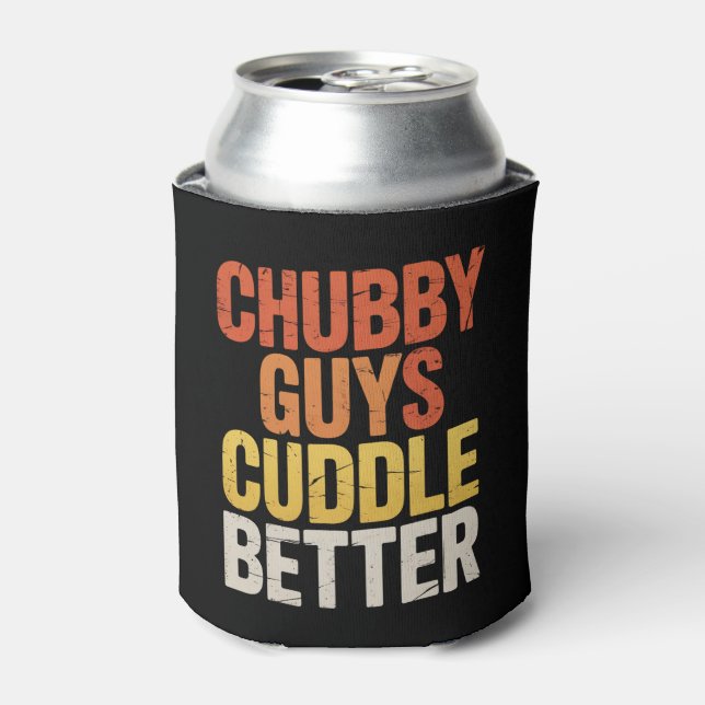 Chubby Guys Cuddle Better Gay Bear LGBTQ Pride Can Cooler (Can Front)