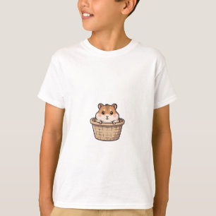 Chubby Hamster in a Woven Basket Kids T-Shirt