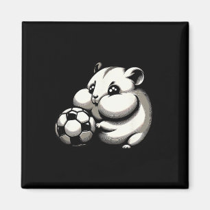 Chubby Hamster With Soccer Ball Cartoon Kawaii  Magnet