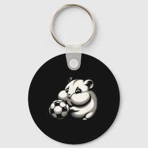 Chubby Hamster With Soccer Ll Cartoon Kawaii Keychain