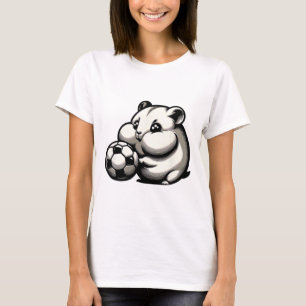 Chubby Hamster With Soccer Ll Cartoon Kawaii T-Shirt