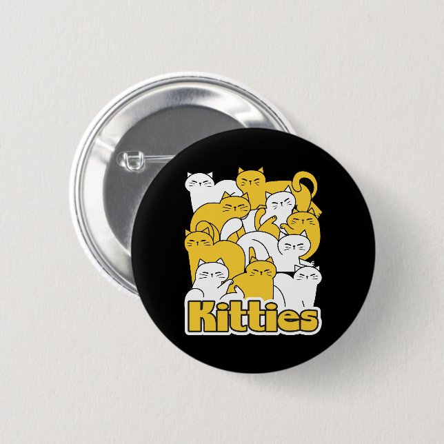 Chubby Kitties Design - Adorable Cat Art 2 Inch Round Button (Front & Back)