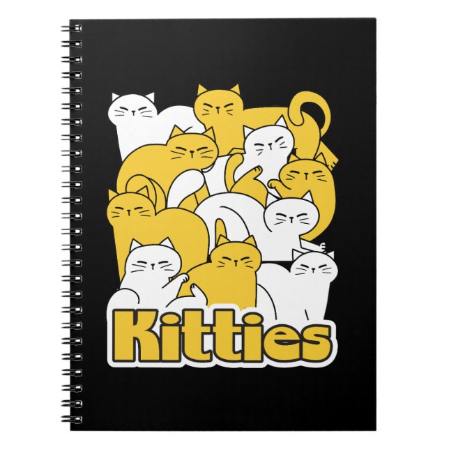 Chubby Kitties Design - Adorable Cat Art Notebook (Front)