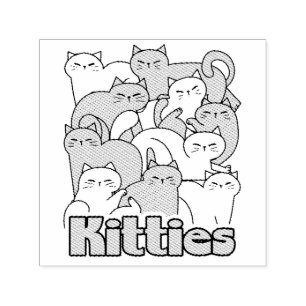 Chubby Kitties Design - Adorable Cat Art Self-inking Stamp