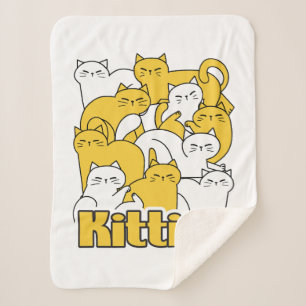 Chubby Kitties Design - Adorable Cat Art Sherpa Blanket