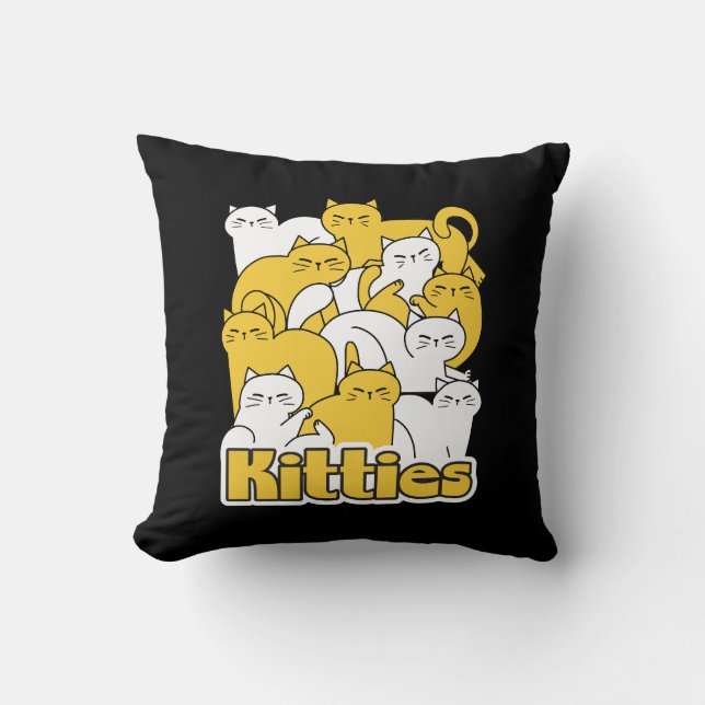 Chubby Kitties Design - Adorable Cat Art Throw Pillow (Front)