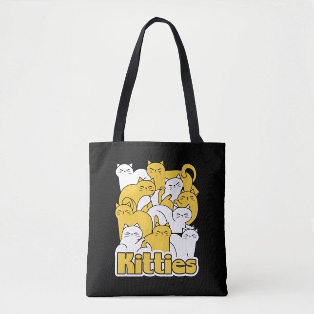 Chubby Kitties Design - Adorable Cat Art Tote Bag (Front)