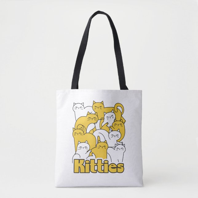 Chubby Kitties Design - Adorable Cat Art Tote Bag (Front)
