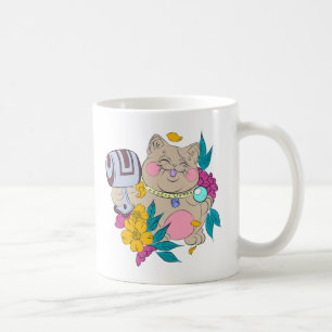 chubby lucky cat coffee mug