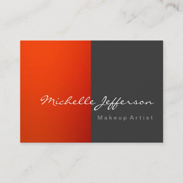 Chubby Makeup Artist Grey Orange Business Card (Front)