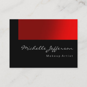Chubby Makeup Artist Script Red Grey Business Card