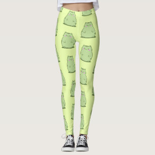 Chubby Matcha Green Kitty Leggings