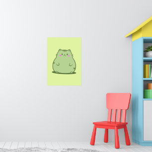Chubby Matcha Green Kitty Poster